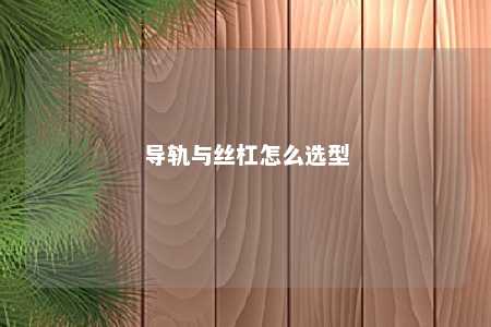 导轨与丝杠怎么选型 